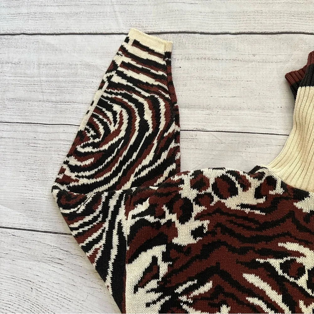 Delia McKay size small vintage animal print sweater made in USA Brown - Image 9