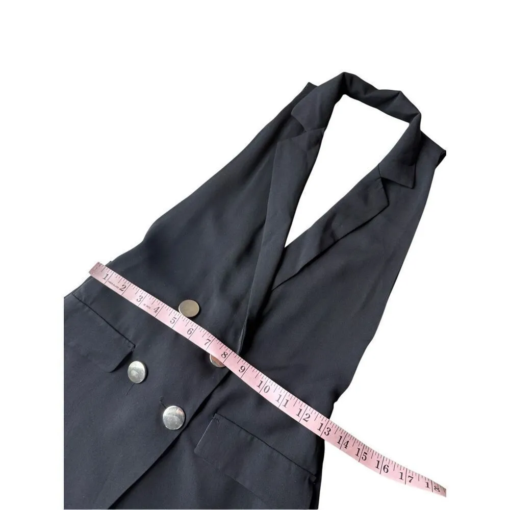 ZARA Black Sleeveless Double-Breasted Playsuit Romper Size XS - Image 11