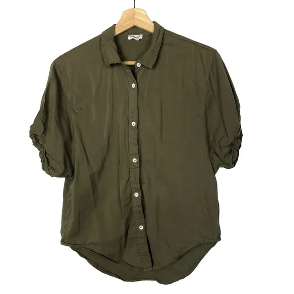 Splendid Olive Green Boyfriend Short Sleeve Button Down S - Image 3
