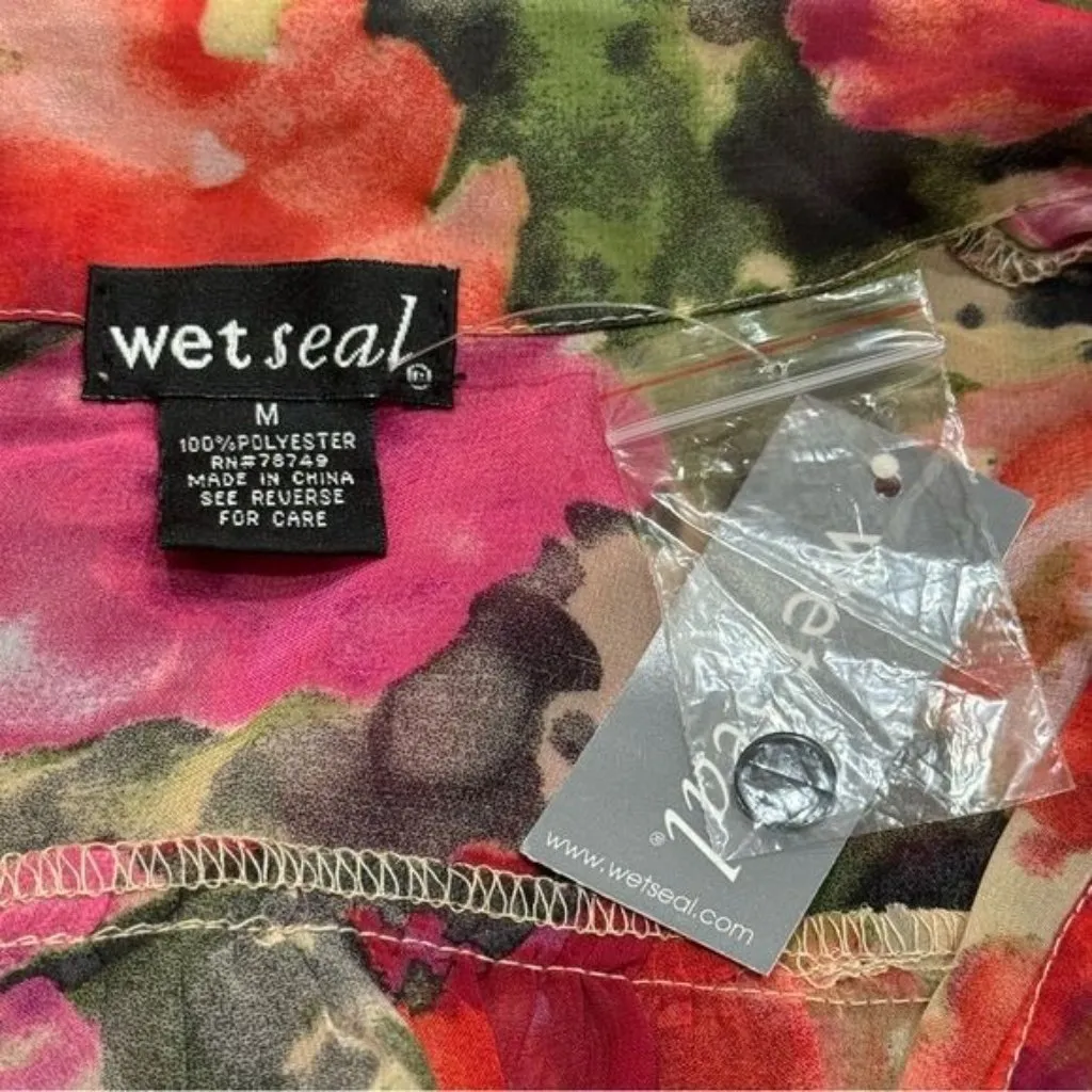 NEW Y2K Wet Seal Floral Sheer Vest Buttondown Blouse Fairy Whimsical Juniors M - Image 7