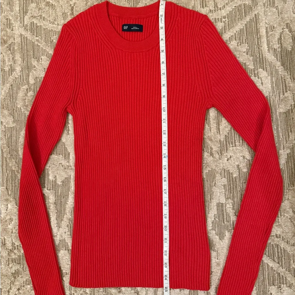 GAP Red Crew Neck Ribbed Long Sleeve Top Wool Blend Sweater Size Small NWOT - Image 5