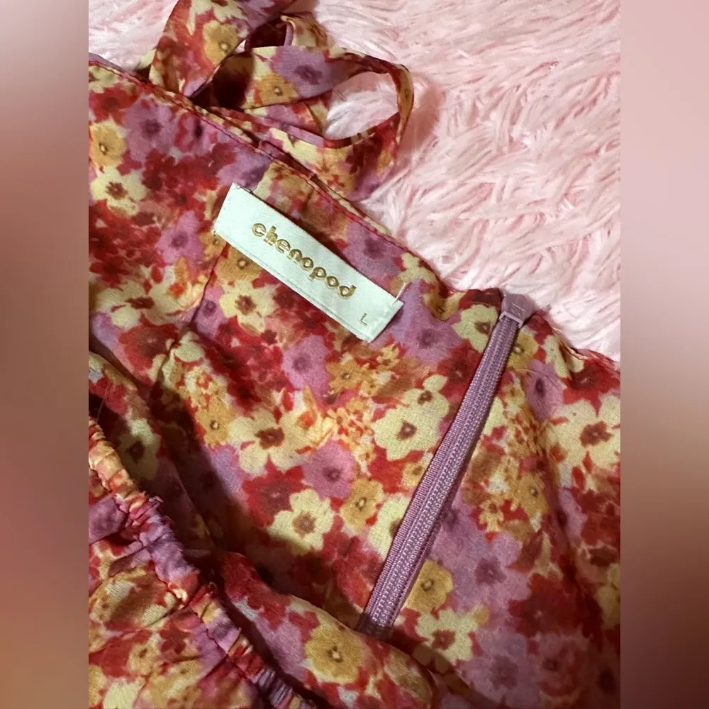 Chenopod Floral Corset Bodice Dress Womens Cute Fitted Sundress Red Size M - Image 7