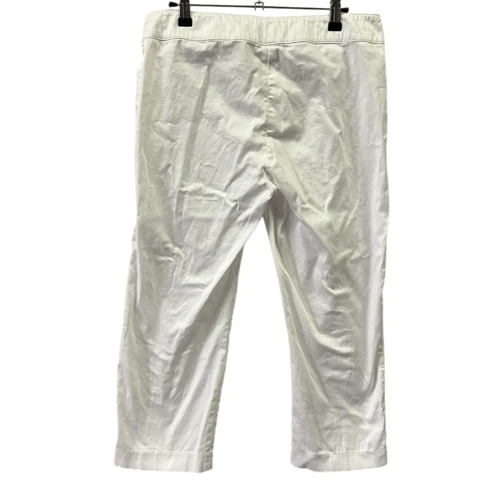 Alberto Makali White Cotton Blend Rhinestone Rope Waist Cropped Pants Womens 4 - Image 4