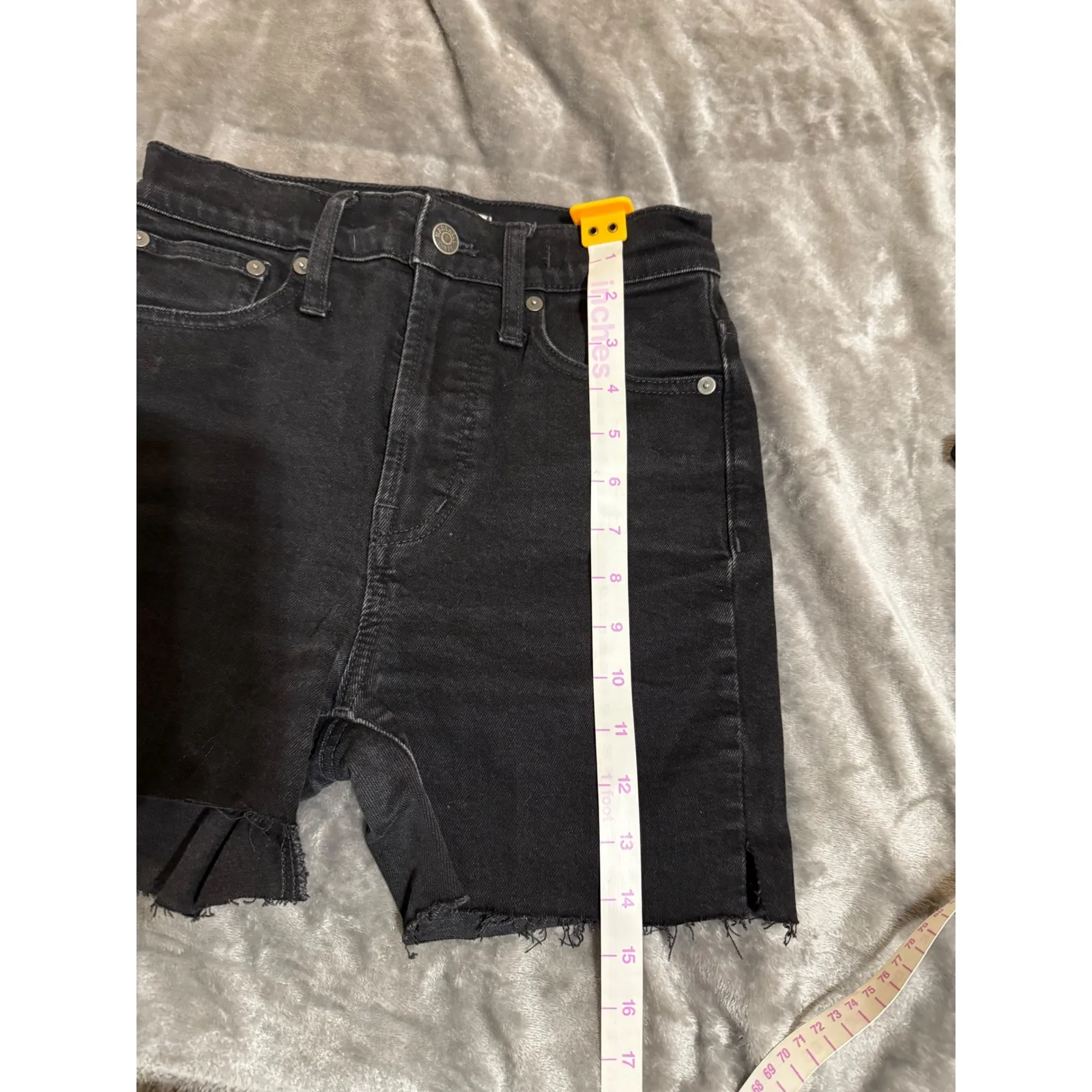 Madewell Black Denim Size 24 The‎ Perfect Vintage Flare Jeans Cutoff DIY Shorts - Image 7