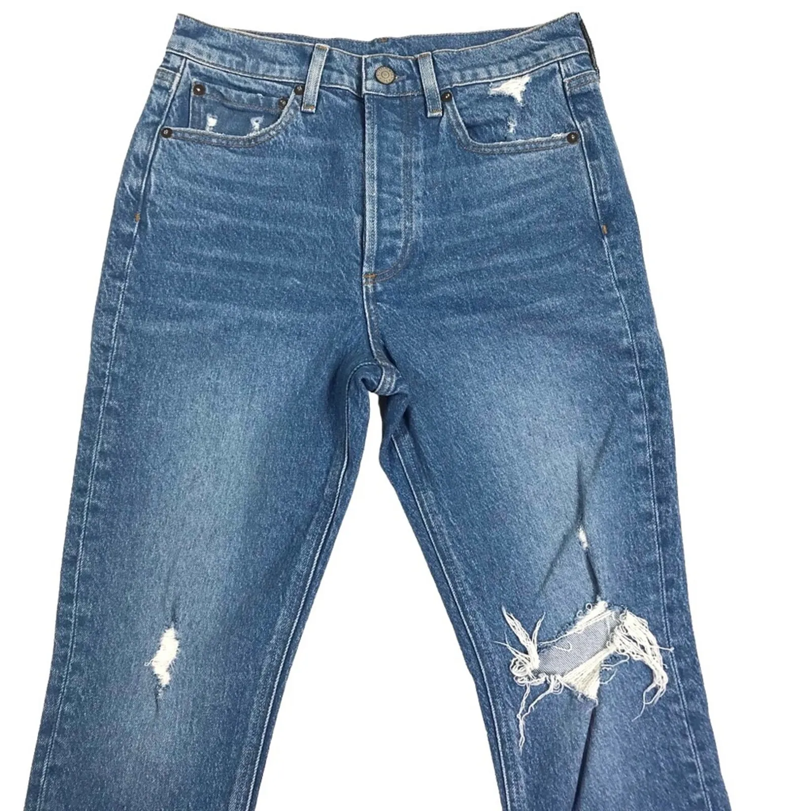 BOYISH High Rise Jean Women 27 Blue  Distressed Skinny Eco Cottage Retro Street - Image 2