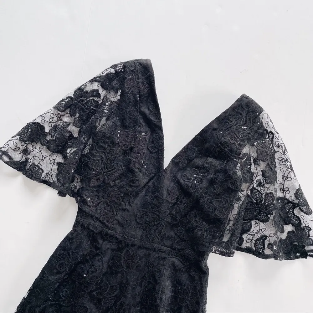 Dress The Population Women's Roseanna Dress Black Lace Cape Sleeves Size XS - Image 6