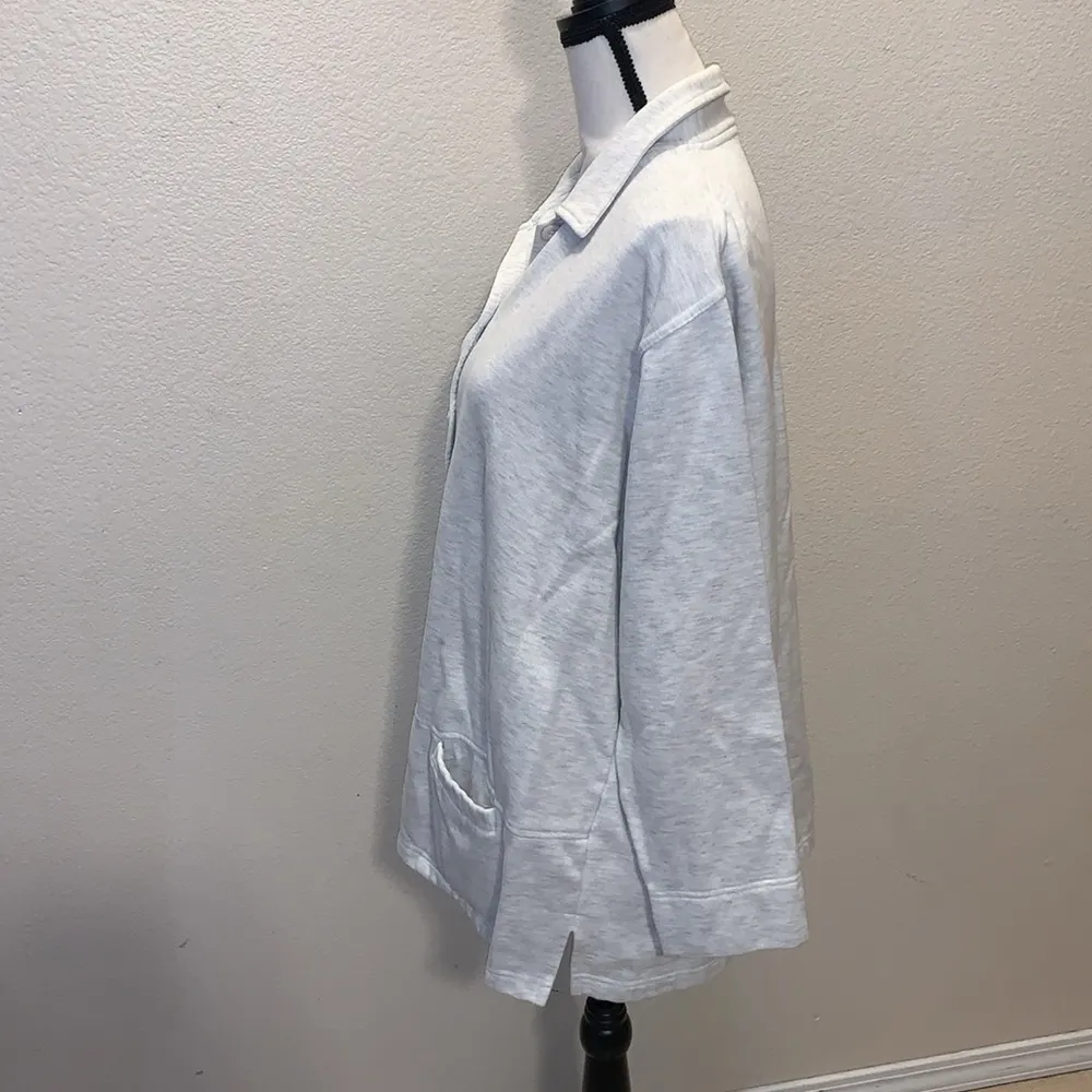 Light grey heavy button down sweatshirt collared button Down jacket Gray Size XL - Image 4