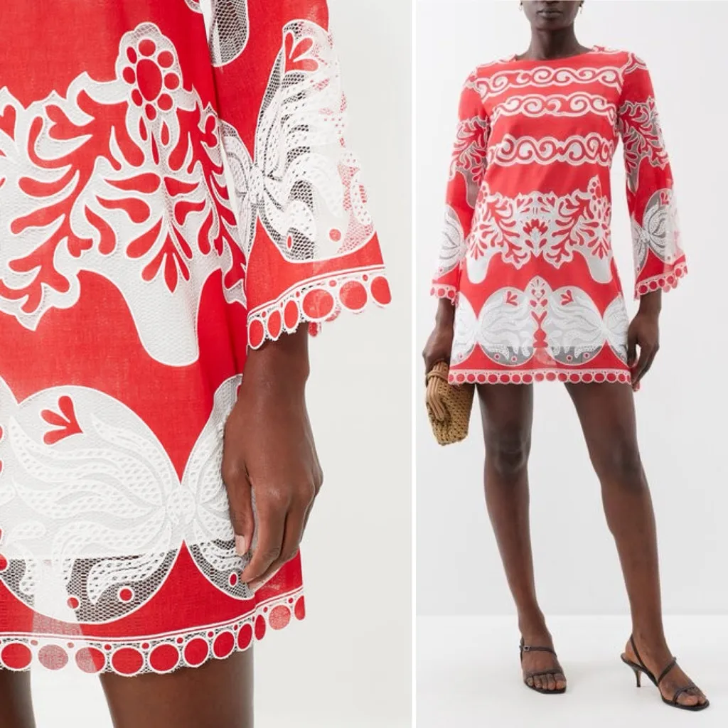 Borgo de Nor Stevie Lace Mini Dress Red White Embroidered NWOT Size 14 UK (XL) - Image 13