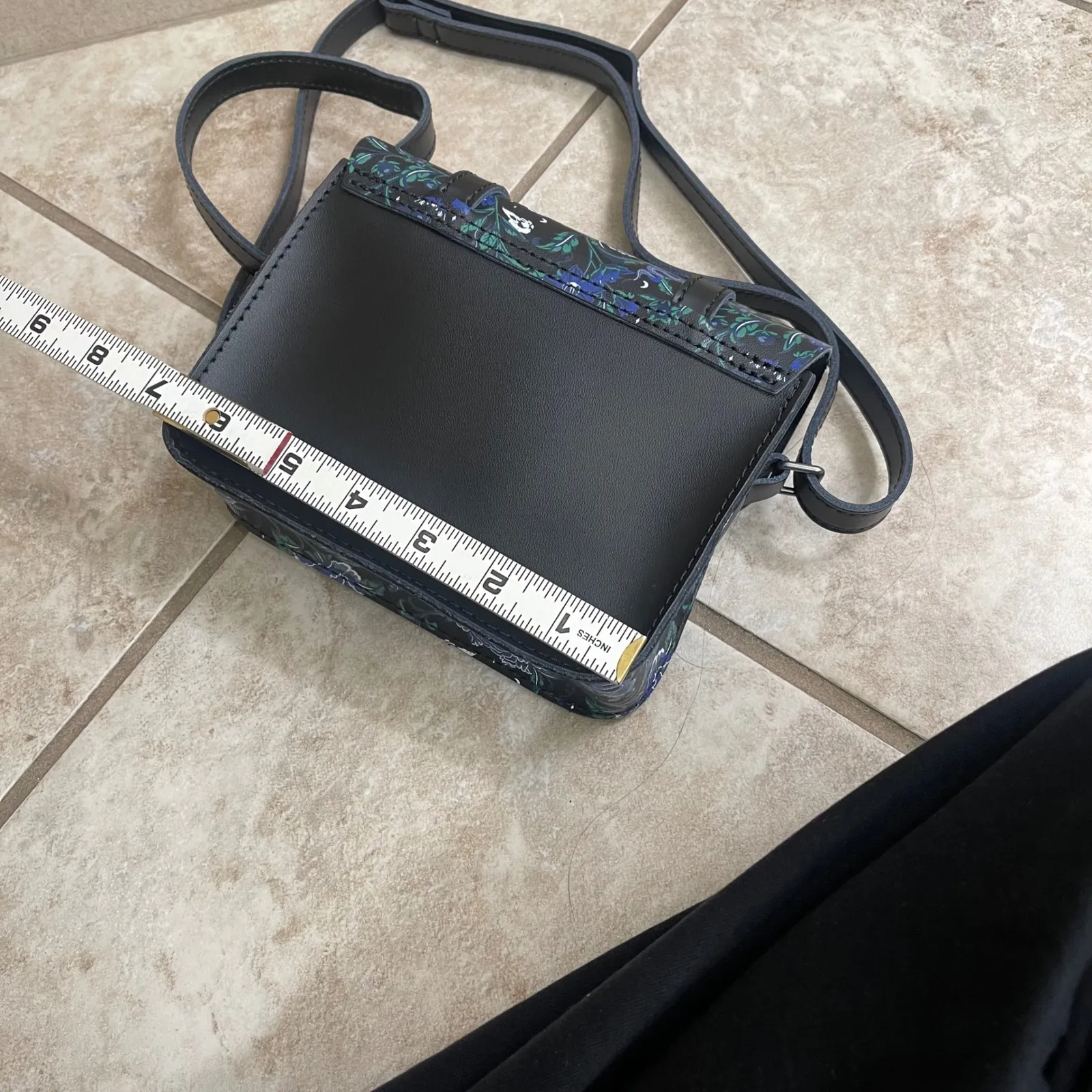 Dr Martens mystic Satchel Bag Floral Print Black Blue Green Leather Crossbody - Image 9