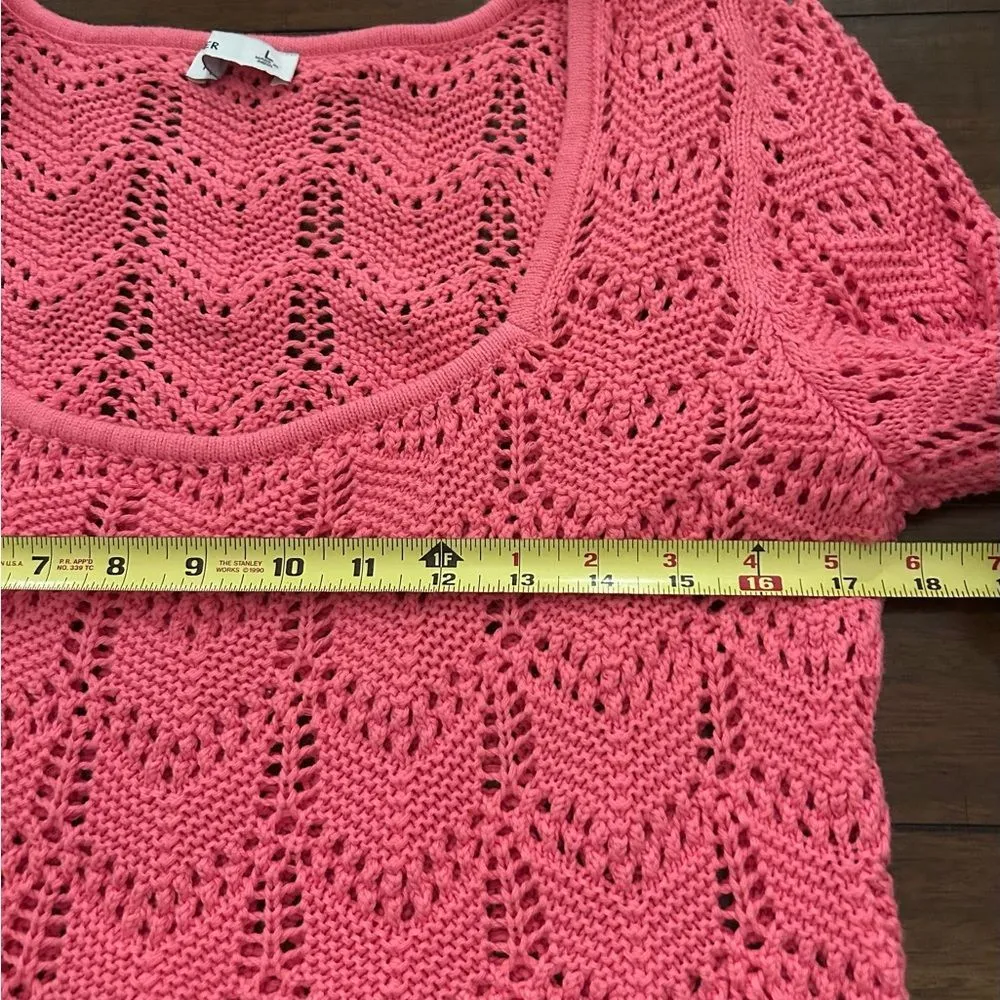 Hollister Womens Pink Knit Long Sleeve Square Neck Sweater Size Large - Image 4
