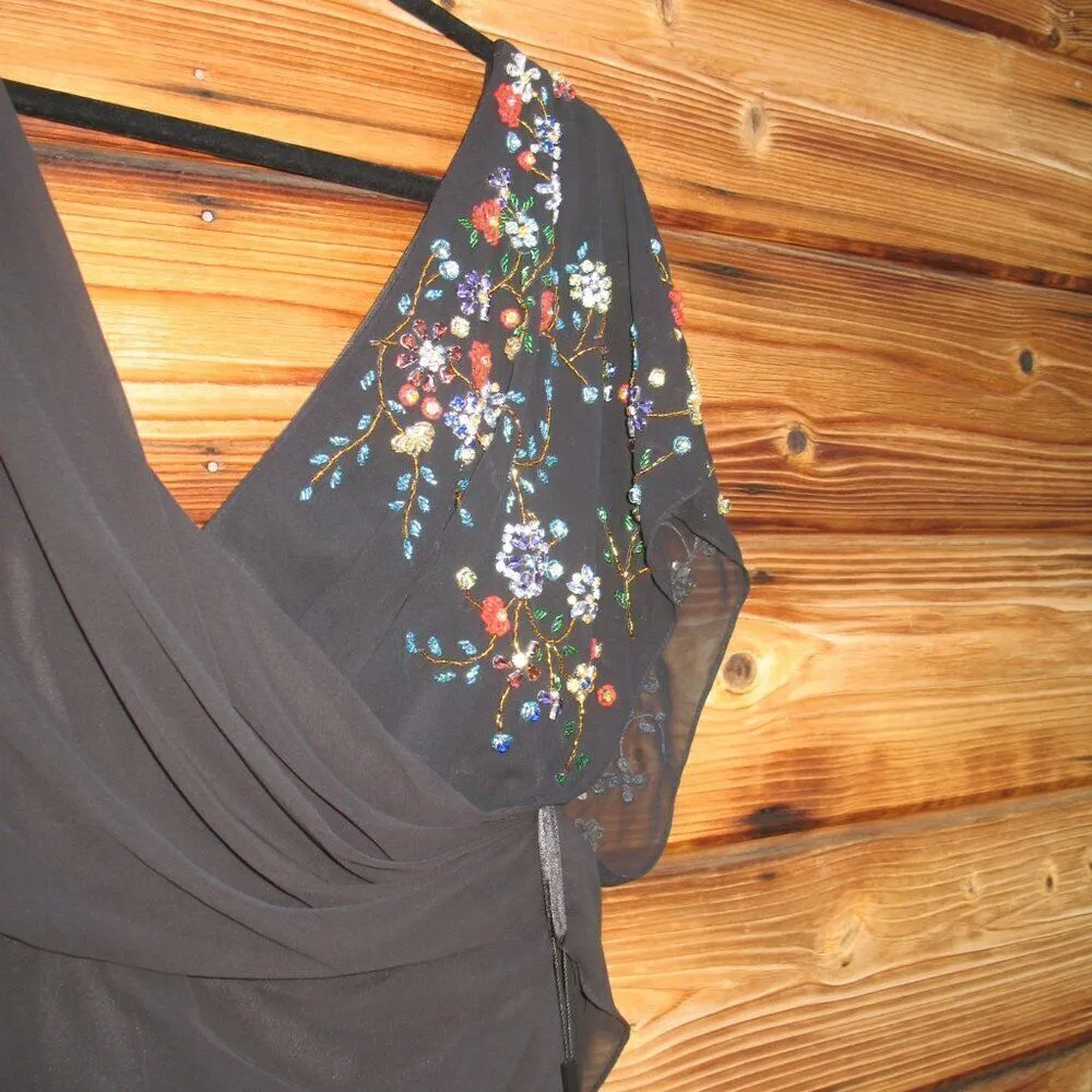 Mac Duggal 26530 Womens FAUX WRAP MULTI COLORED BEADED FLORAL GOWN Dress - Image 9