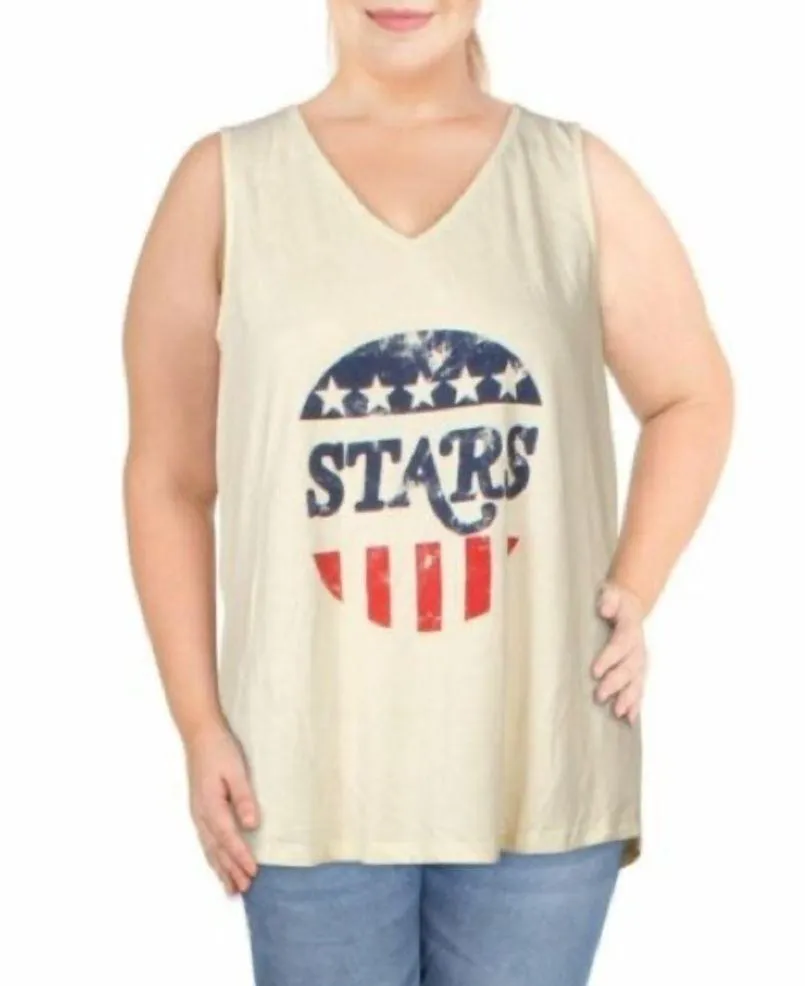 Style & Co Women’s American Stars graphic tank top ivory cream size XL - Image 7