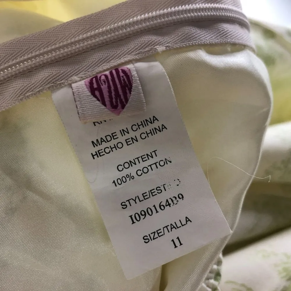 AUW Womens Dress Halter Tulle A Line Floral Novelty Print Cotton Ivory Green 11 - Image 4