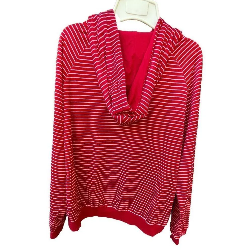 Vera Bradley size L striped velvet hoodie with kangaroo pocket. - Image 2