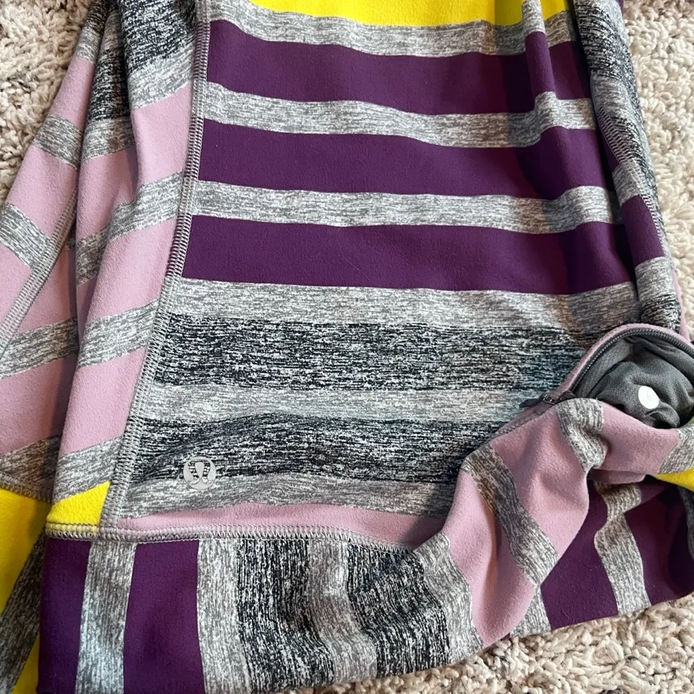 Lululemon Race Your Pace Long Sleeve Top Stripe Gray Purple Yellow Pullover 6 - Image 12