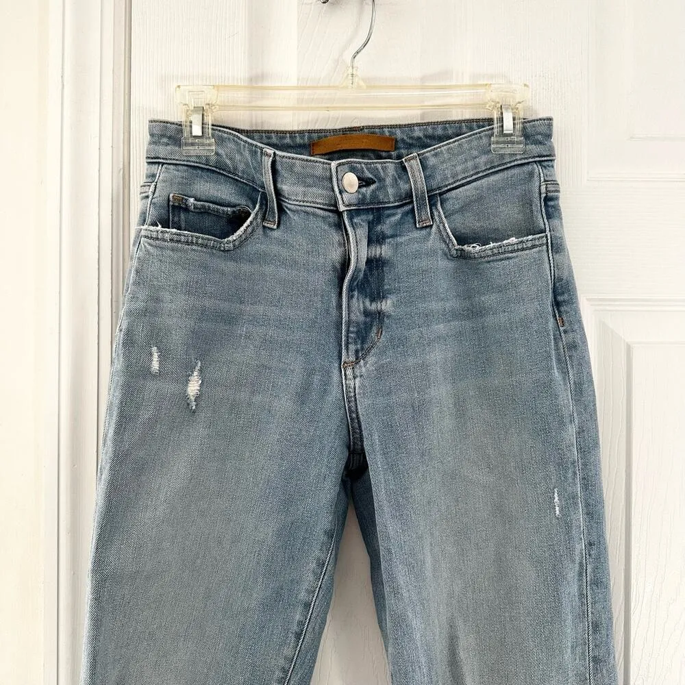Joe's Jeans Light Wash Distressed The Niki Mid Rise Boyfriend Raw Hem Denim 26 - Image 3