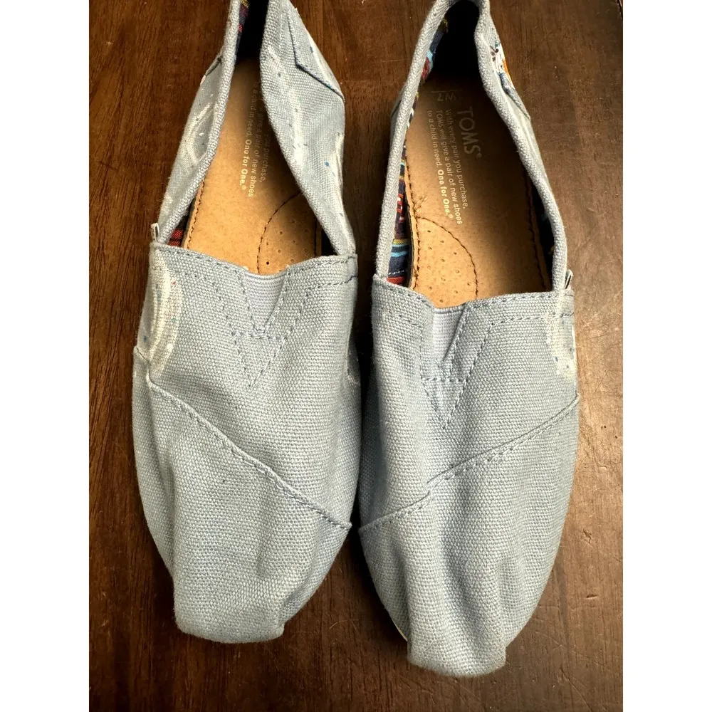 Hand painted blue denim Tom's disney Frozen Olaf women's 7 - Image 4