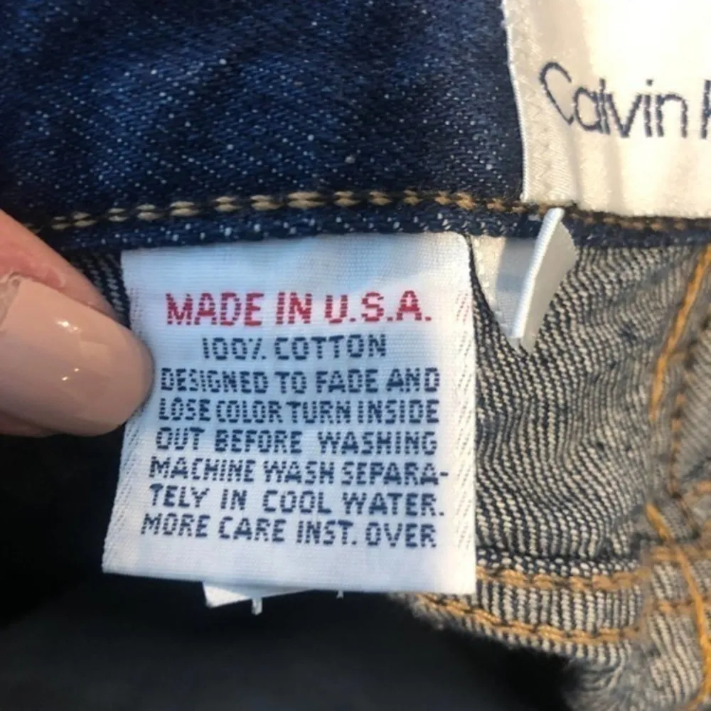 Calvin Klein vintage mom style dark denim blue jeans tapered leg made in USA XS - Image 8