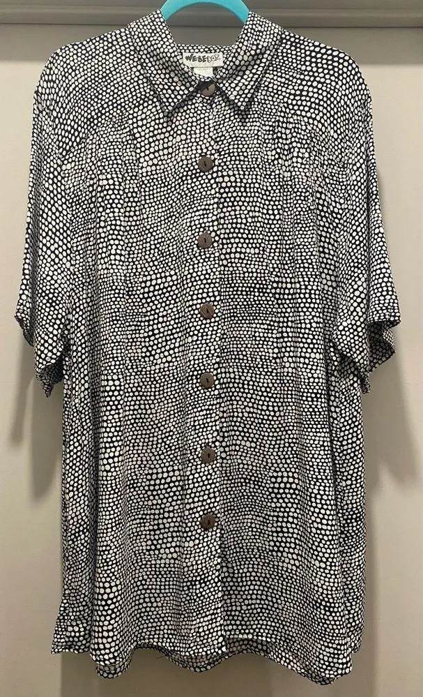 VTG 80s 90s We Be Bop Black & White Polka Dot Button - Image 3