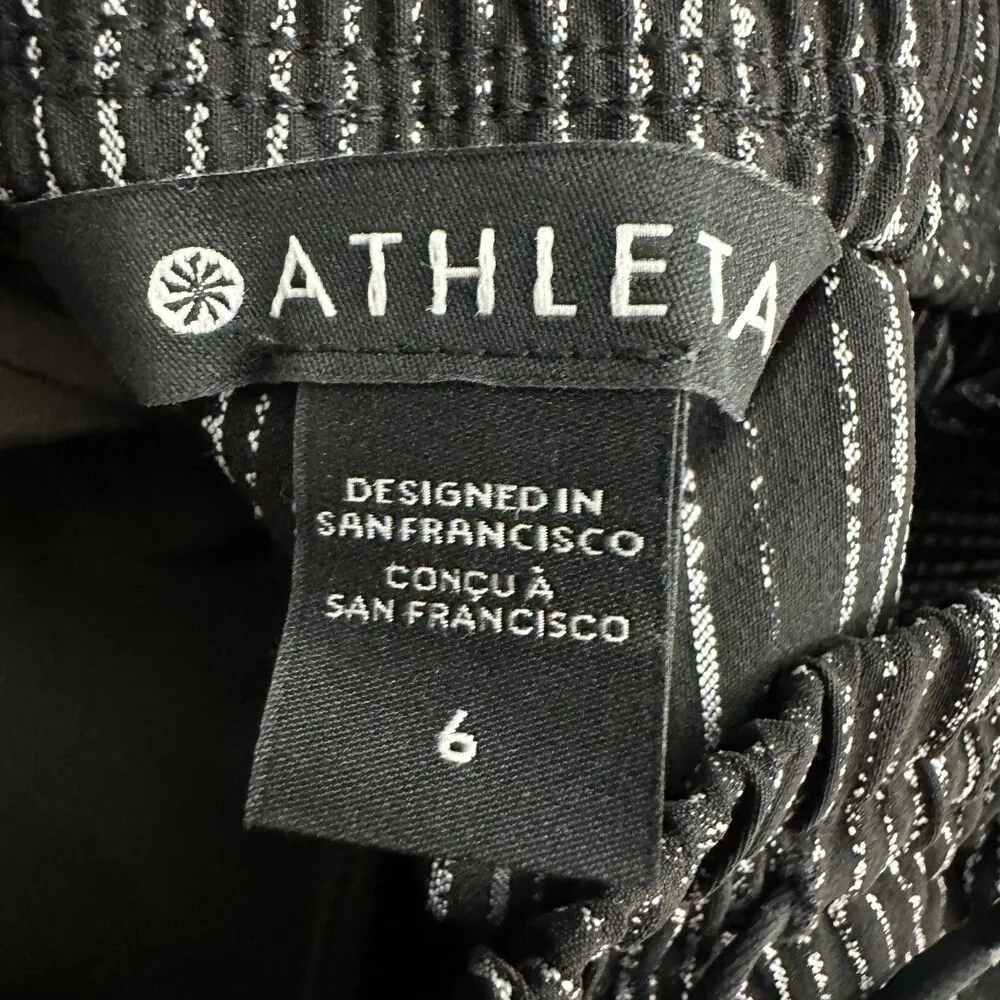 Athleta 305514 Trekkie Pants Flowy Pull On Drawstring Abstract Stripe Black 6 - Image 2