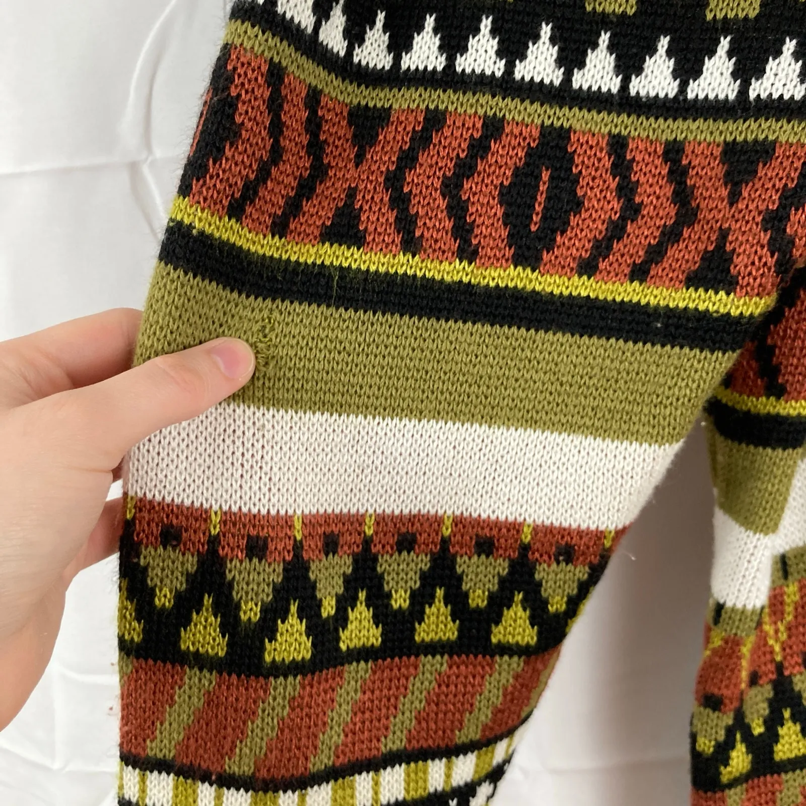 Vintage Gerwi Womens L/42 Funky Geo Abstract Grandpa Cardigan Retro 80s Scandi Brown Size L - Image 12