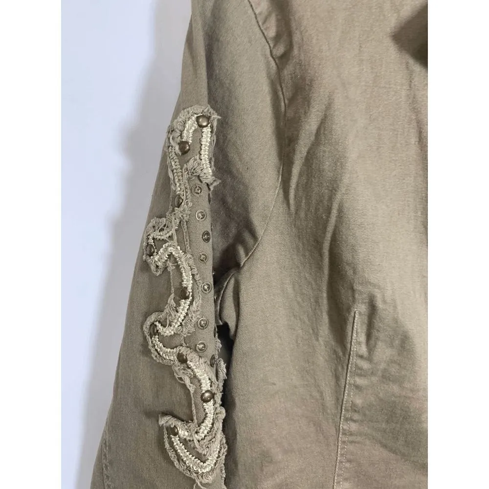 Calix Khaki Embellished Blazer Jacket Tan Size L - Image 5