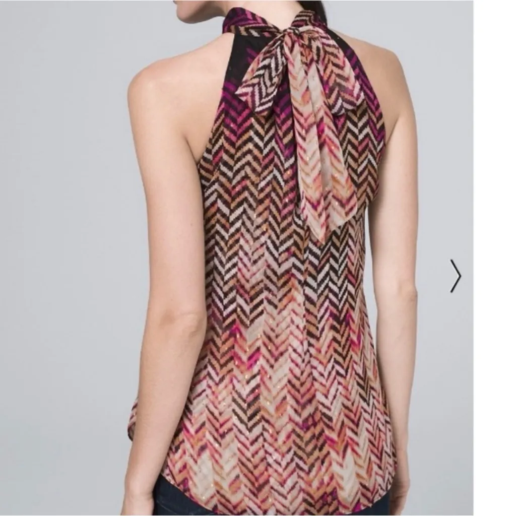 White House Black Market WHBM halter sleeveless blouse chevron woman’s 0 - Image 2