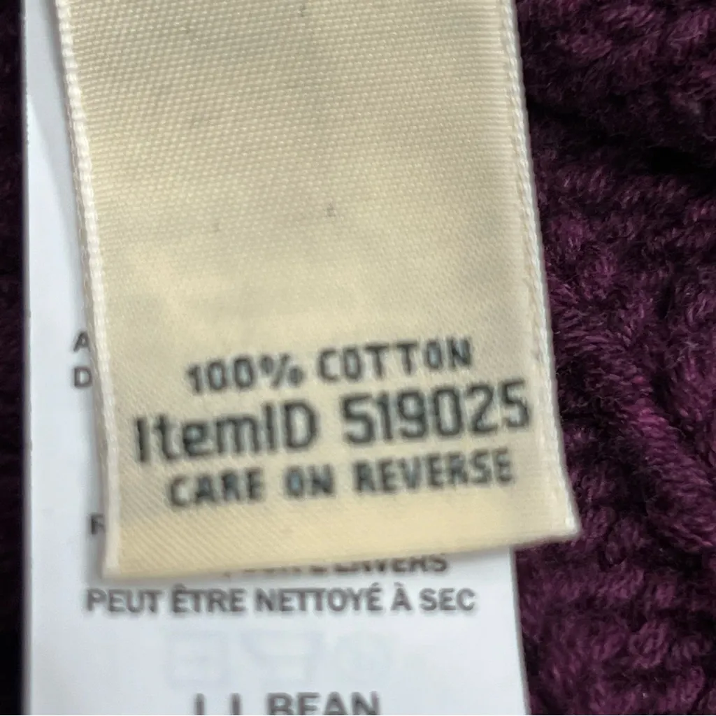 L.L BEAN SWEATER M double cable crewneck chunky knit fisherman eggplant Purple Size M - Image 3