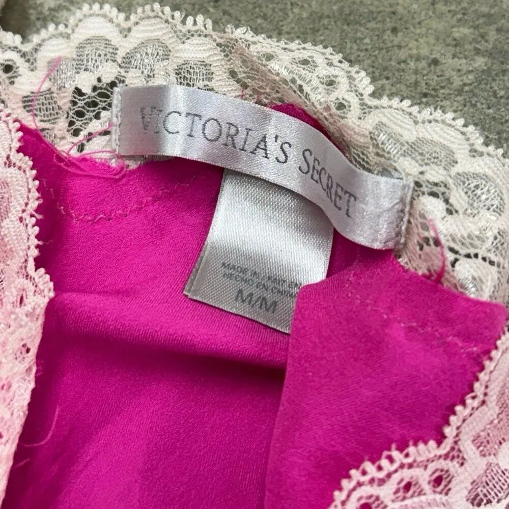 Vintage y2k Victoria’s Secret Hot pink Fuschia lace coquette slip - Image 5