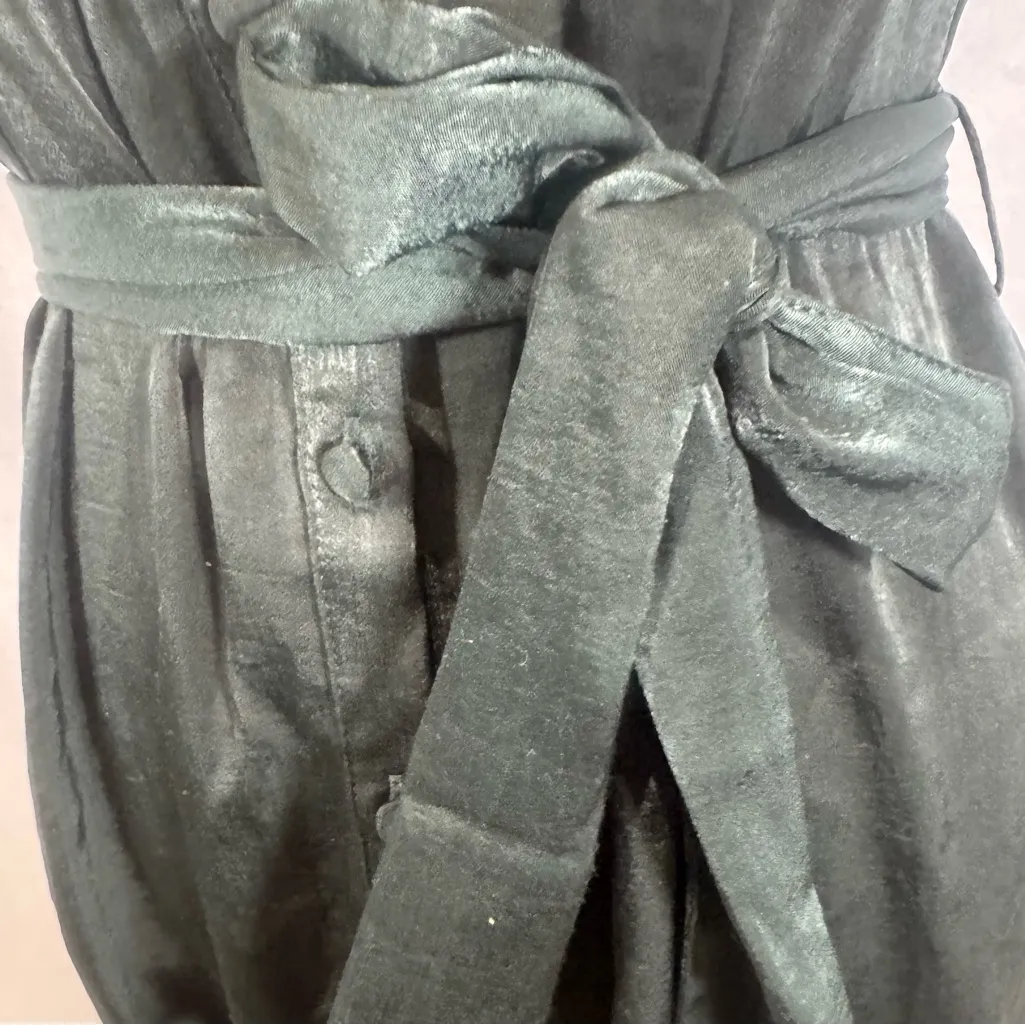 Zara hunter green shimmer satin halter neck button down midi dress size XS NWOT - Image 6