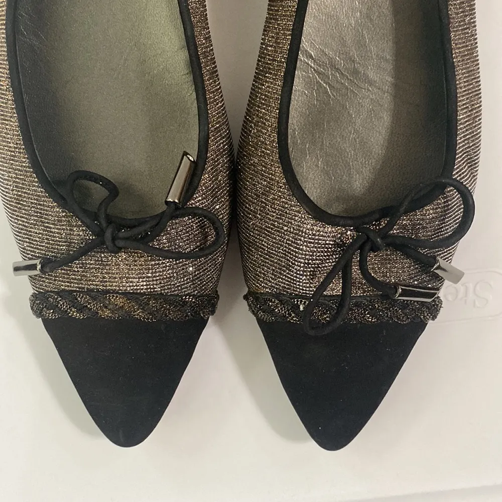New Stuart Weitzman Capricorn Glitter Point-Toe Flat in Pyrite size 7.5 - Image 6