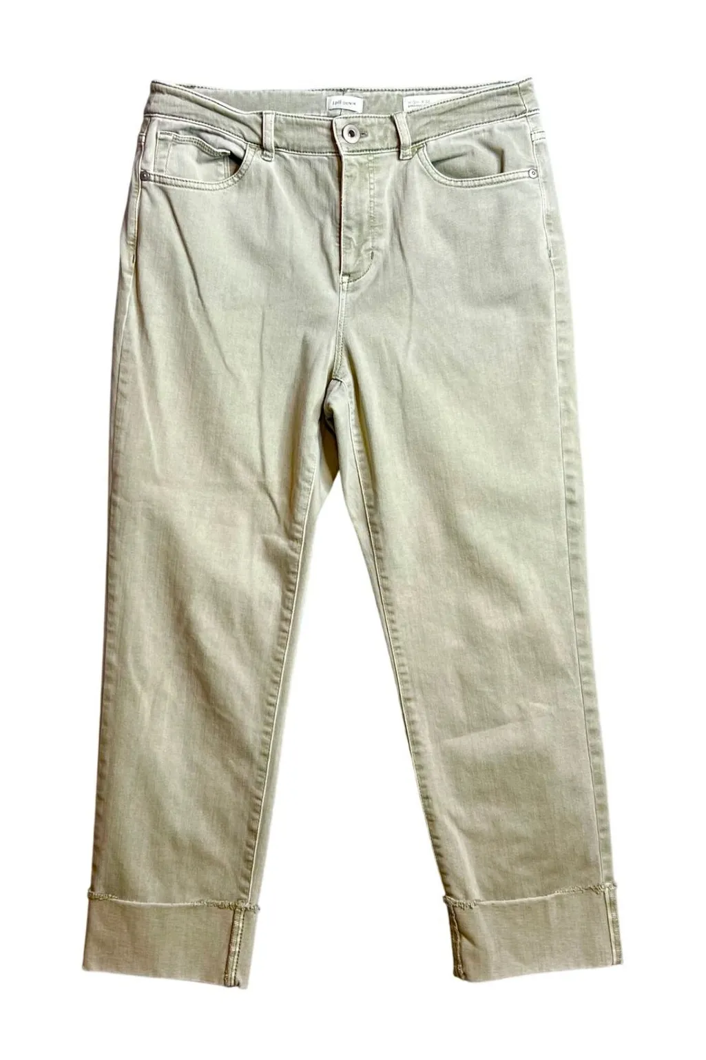 J Jill Denim High Rise Straight Leg Crop PantsSize 8P Denim Light Sage Green Size 8 - Image 1