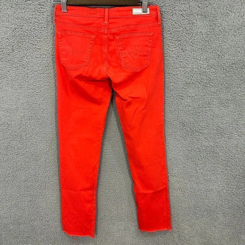 Ag Adriano Goldschmied women jeans 25 red the stilt cigarette leg skinny raw hem - Image 7