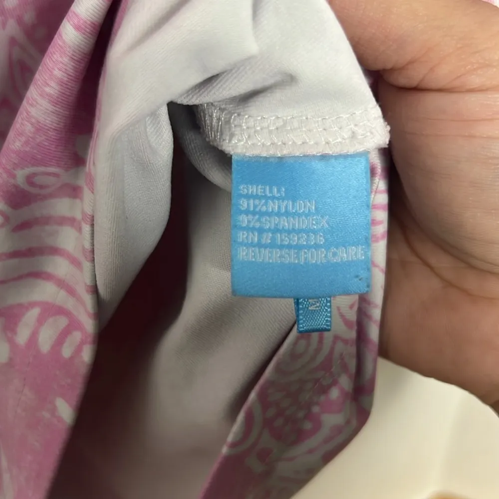 J McLaughlin Catalina Top Medium Pink Peacock Floral Nylon Spandex Stretch - Image 3