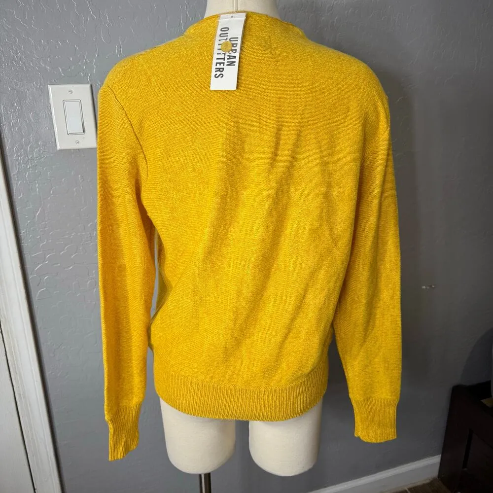 BDG Augusta Oversized V-Neck Boyfriend Cardigan, Yellow XS Product Sku 95895470 - Image 2