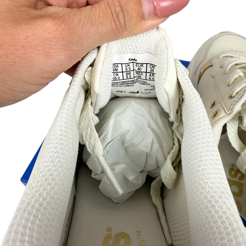 NEW‎ Keds Cross City Trainer Leather Lace Up Sneakers Egret/ Gold Women’s Size 9 - Image 10