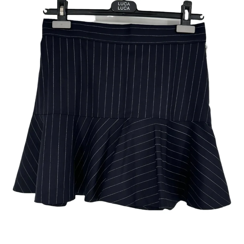 Zadig & Voltaire Joe Stripes Mini Miniskirt in Marine Navy Pinstripe size 36 NWT - Image 2