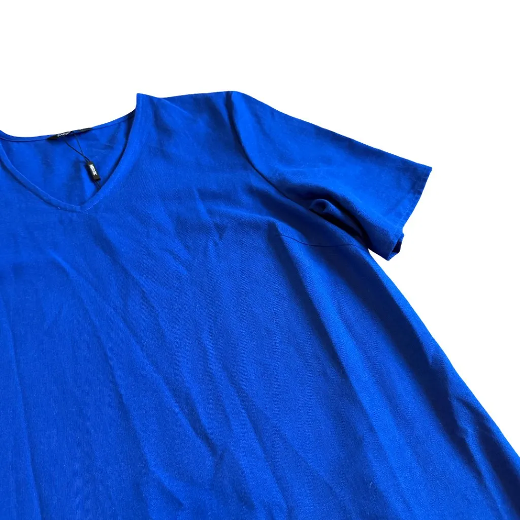 Misook Royal Blue Eyelet Midi Dress Short Sleeve Party Size Large Women's NWT - Image 5