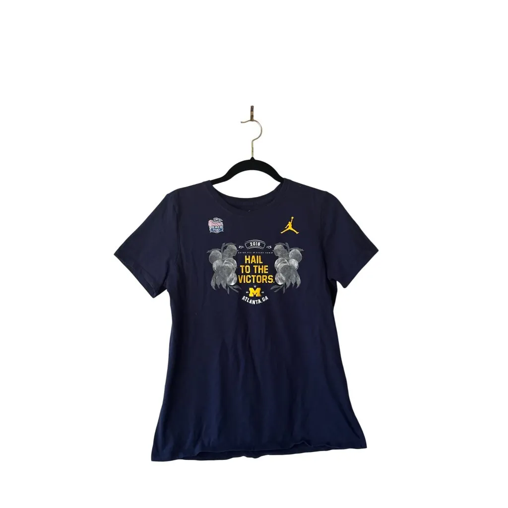 U Of M 2018 Hail To The Victors Peach Bowl Nike Jordan Michigan Wolverines Tee - Image 6