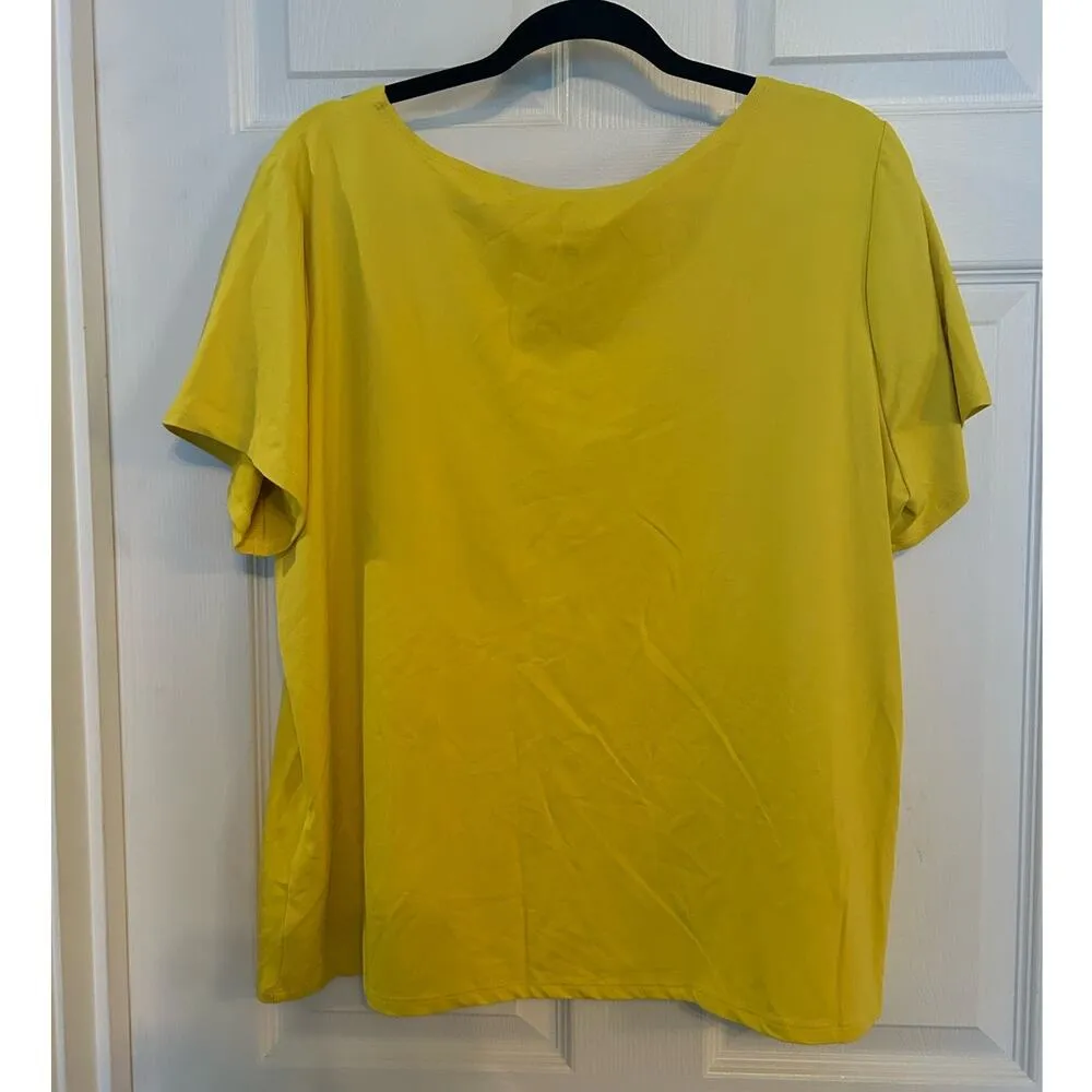 Ruby Rd. Yellow blouse with embellished neck line, 1X - Image 3