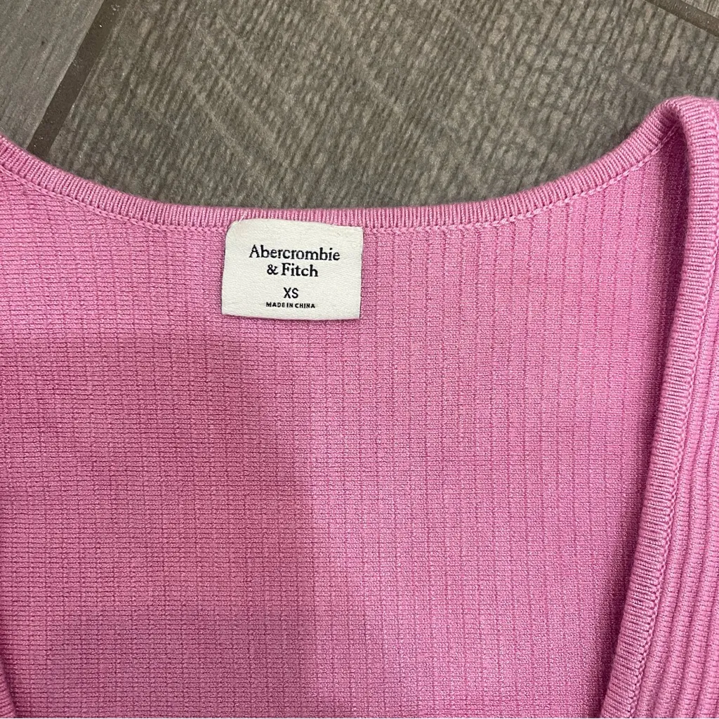 Abercrombie & Fitch Long Sleeve Ottoman Squareneck Top Pink - Image 3