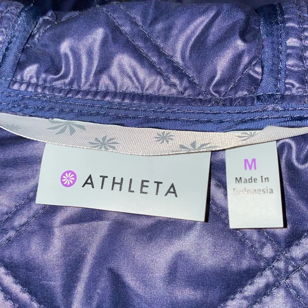 ATHLETA Aries quilted hooded thumbholes zip up weatherproof blue gray NEW size M - Image 6