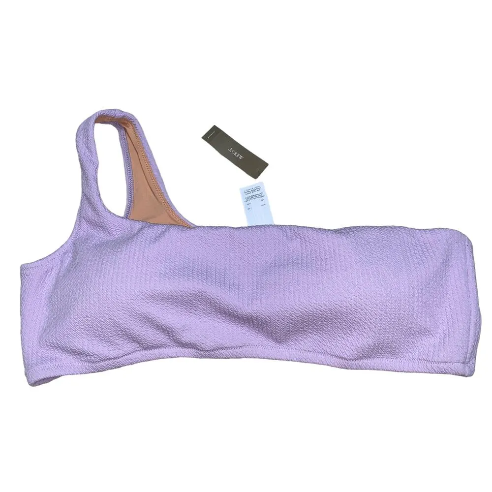 New J. Crew Lilac Purple Textured One Shoulder Bikini Swim Bathing Suit Top 3X - Image 2