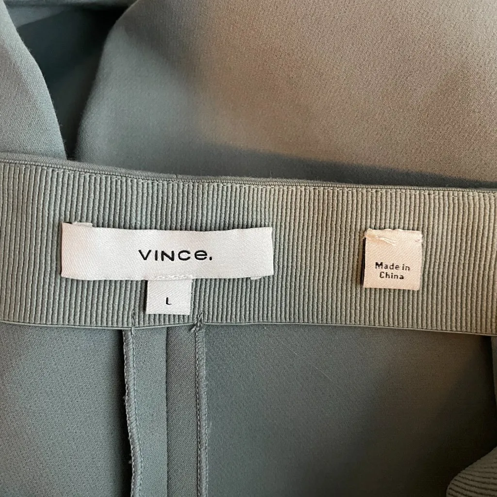 Vince Women L Sea Stone Gray Crop Flared Pants Flat Front Side Zipper Minimalist - Image 8