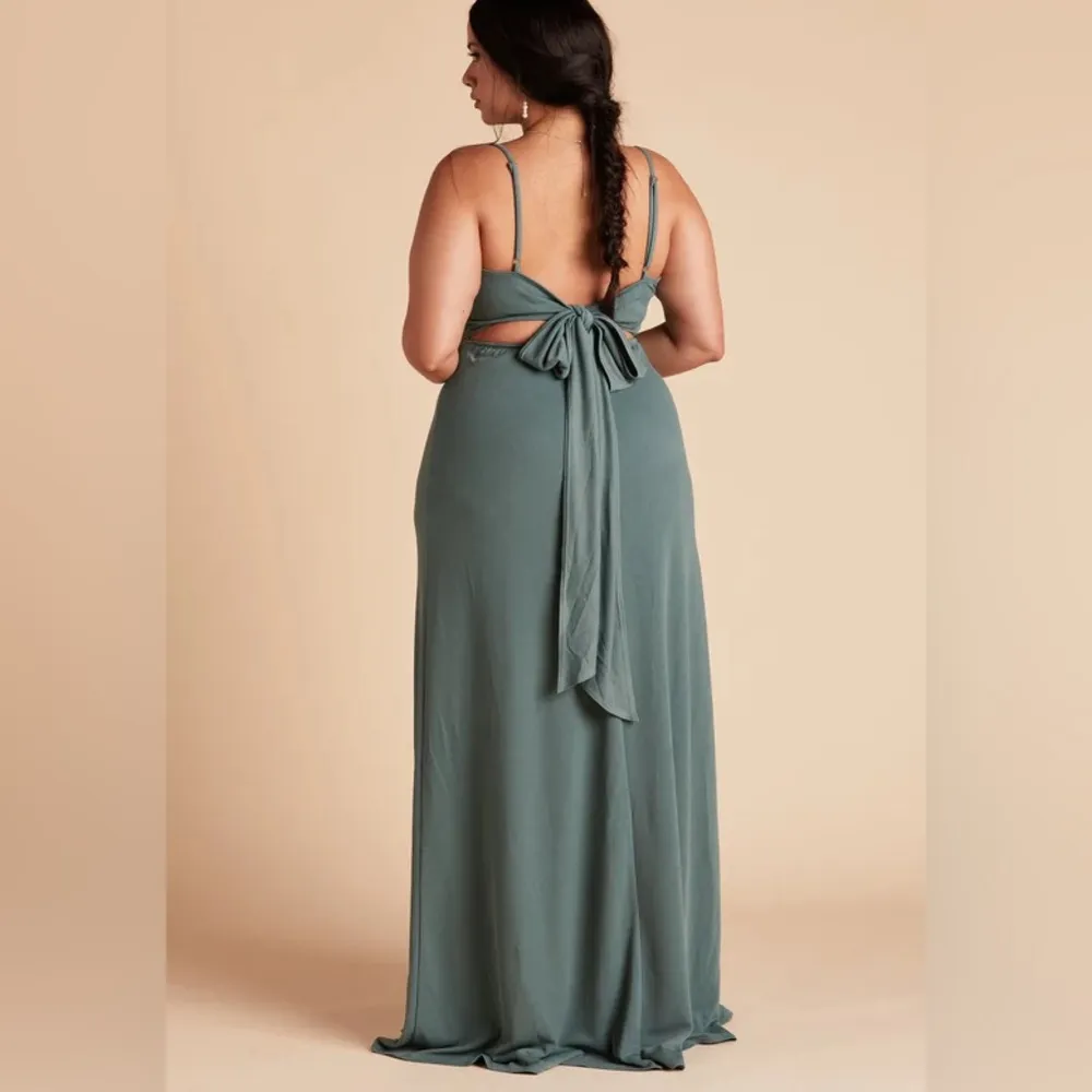 Birdy Grey Benny Tie Back Maxi Dress Crepe Sea Glass Green - Image 2