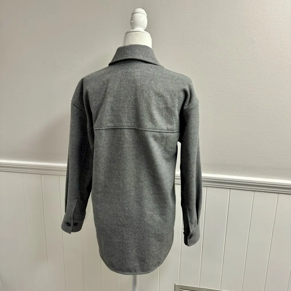 Babaton Aritzia Pelli Hip Shirt Jacket Shacket Button Up Wool Blend Grey XS - Image 11