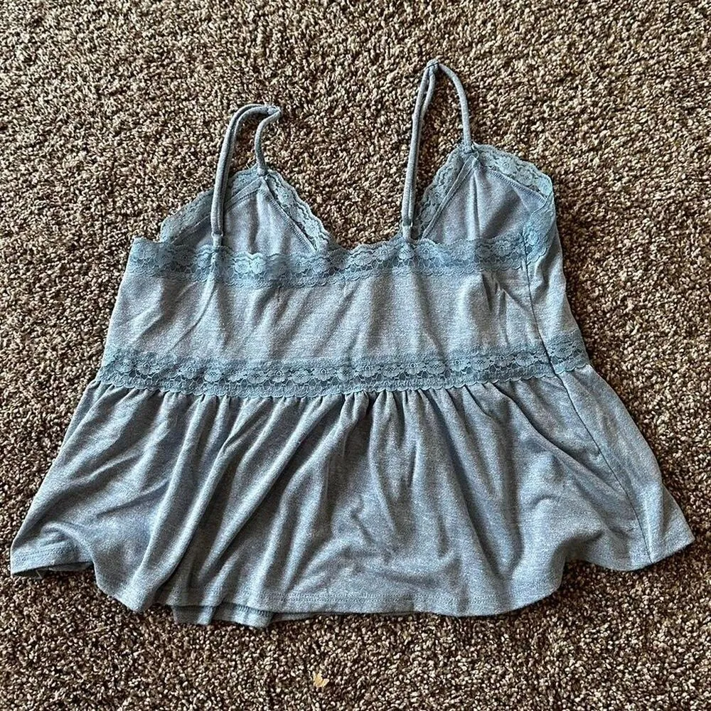 Y2k Blue lace tank top Size undefined - Image 3