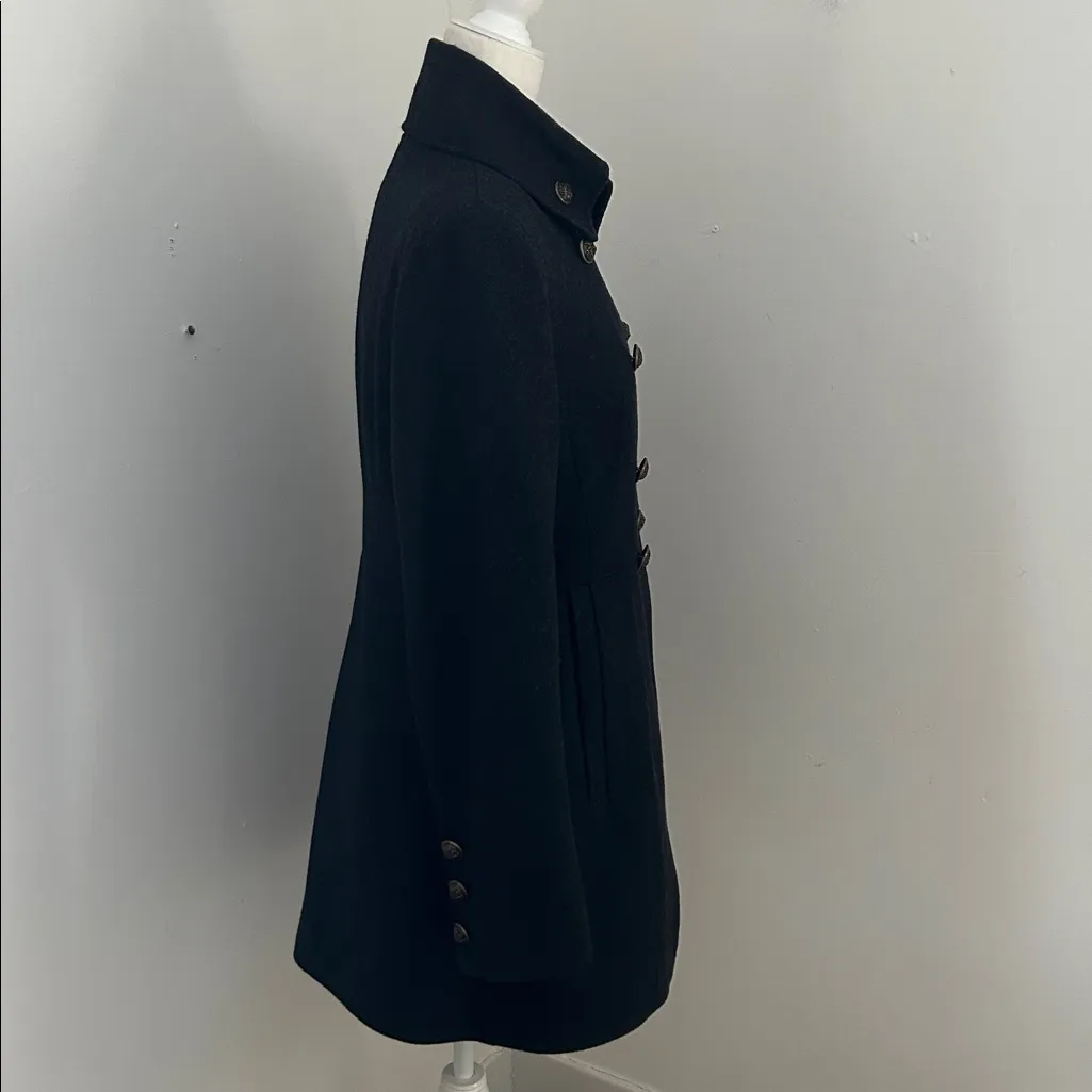 DKNY Charcoal Gray  Double-Breasted Military Style Wool Blend Coat sz 10 - Image 4