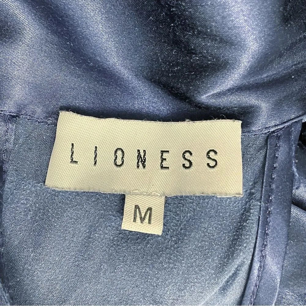 Lioness High Expectations Satin Shorts Romper Dark Blue Women’s Size Medium - Image 9