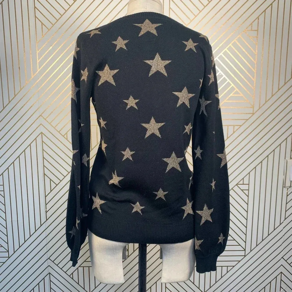 Chaser‎ Gold Star Intarsia Bishop Sleeve Sweater - Image 9